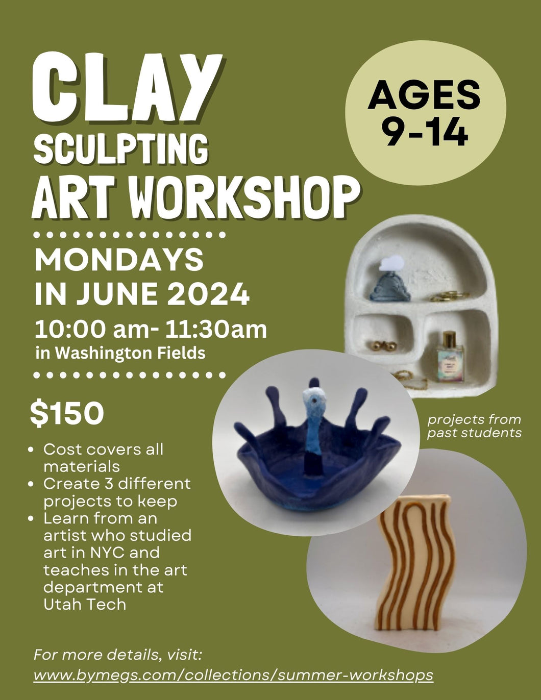 FULL Summer Workshop for Young Artists: Clay Sculpting